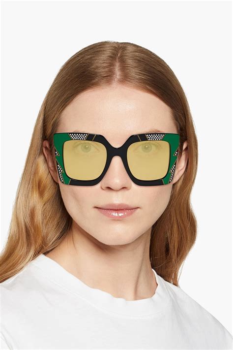 gucci oversized acetate sunglasses|Gucci crystal embellished sunglasses.